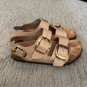 Birkenstock Sandals with Gold Buckles